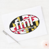 Sticker Ovale Décalque de drapeau de FML le Maryland (Enveloppe)