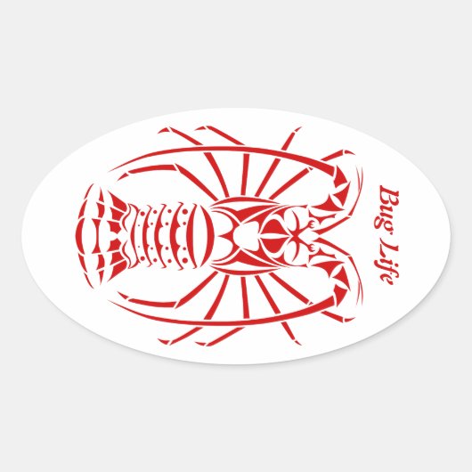 Sticker Ovale Décalque de langouste de la vie d'insecte (Devant)