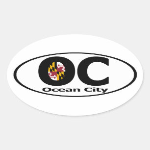 Sticker Ovale Décalque du Maryland de ville d'océan (placez de