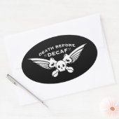 Sticker Ovale décès avant décaf (Enveloppe)