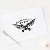 Sticker Ovale décès avant décaf (Enveloppe)