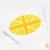 Sticker Ovale Décor britannique jaune ensoleillé de drapeau (Enveloppe)