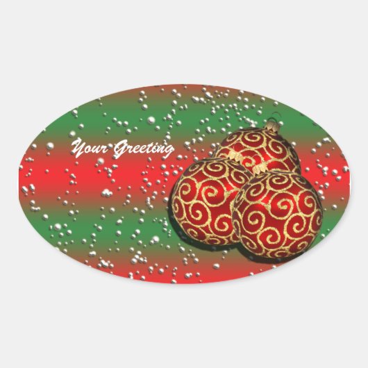 Sticker Ovale Décor de Noël festif dans la neige (Devant)