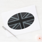 Sticker Ovale Décor noir Union Jack British (Enveloppe)