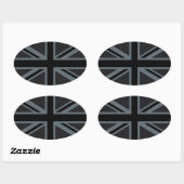 Sticker Ovale Décor noir Union Jack British (Feuille)