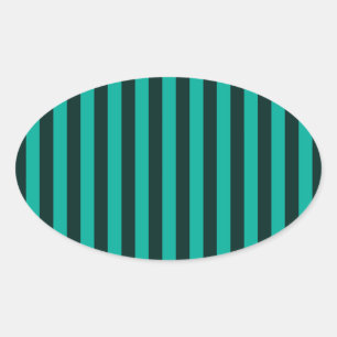 Sticker Ovale Décor Turquoise Vertical Stripes