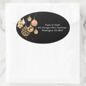 Sticker Ovale Décorations de Noël or en Arrière - plan noir (Sac)