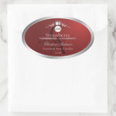 Sticker Ovale Deep Red Product Label Silver Frame Logo Monogram (Sac)