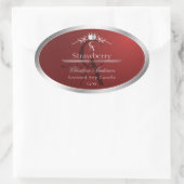 Sticker Ovale Deep Red Product Label with Silver Frame Monogram (Sac)