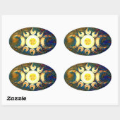 Sticker Ovale Déesse triple couronnée - Union divine (Feuille)