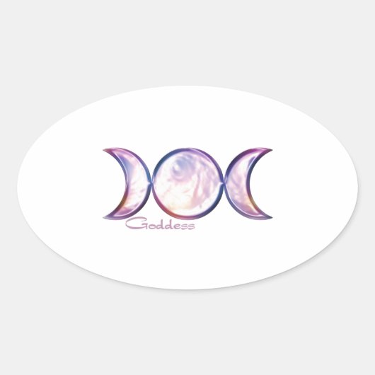 Sticker Ovale déesse triple lune perle iridescente (Devant)