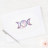 Sticker Ovale déesse triple lune perle iridescente (Enveloppe)