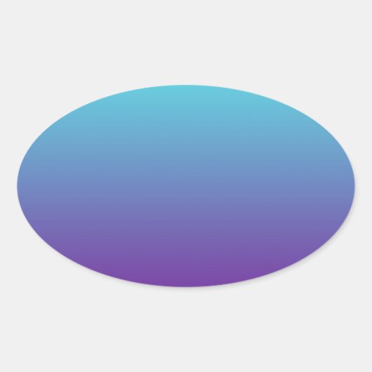 Sticker Ovale Dégradé de fond simple Turquoise Bleu Violet (Devant)