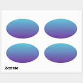 Sticker Ovale Dégradé de fond simple Turquoise Bleu Violet (Feuille)