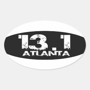 Sticker Ovale Demi d'autocollant de marathon d'Atlanta 13,1
