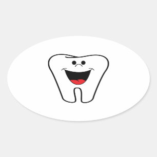 Sticker Ovale Dents heureuses personnalisables pour votre