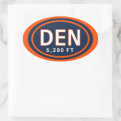Sticker Ovale Denver Colorado Football Bleu 5280 Ft (Sac)