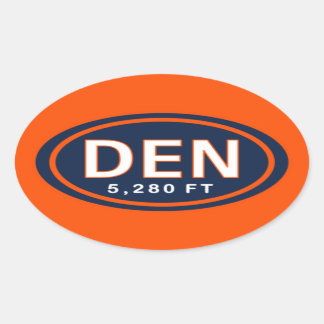 Sticker Ovale Denver Colorado Football Bleu 5280 Ft