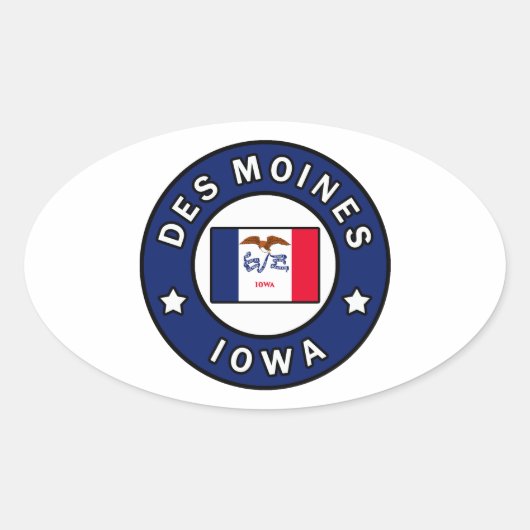 Sticker Ovale Des Moines Iowa (Devant)