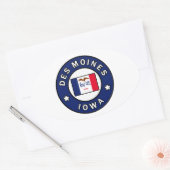 Sticker Ovale Des Moines Iowa (Enveloppe)