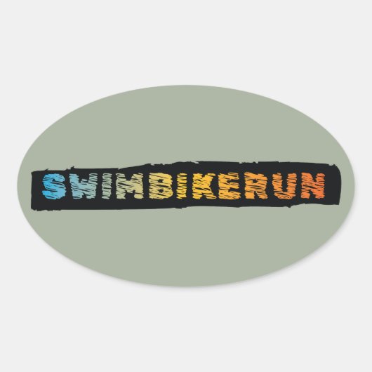 Sticker Ovale Design Cool de triathlon (Devant)