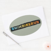 Sticker Ovale Design Cool de triathlon (Enveloppe)