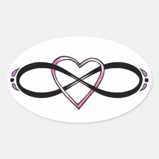 Sticker Ovale Design d'amour infini (Devant)