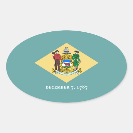 Sticker Ovale Design de drapeau d'état du Delaware (Devant)
