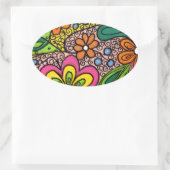 Sticker Ovale Design de fleurs hippie (Sac)