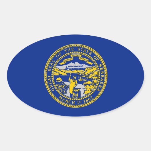 Sticker Ovale Design du drapeau de l'État du Nebraska (Devant)