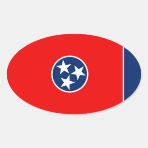 Sticker Ovale Design du drapeau d'état du Tennessee