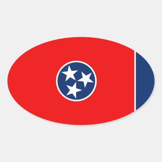 Sticker Ovale Design du drapeau d'état du Tennessee (Devant)