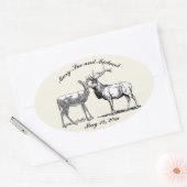 Sticker Ovale Design rustique de cerfs de bois (Enveloppe)