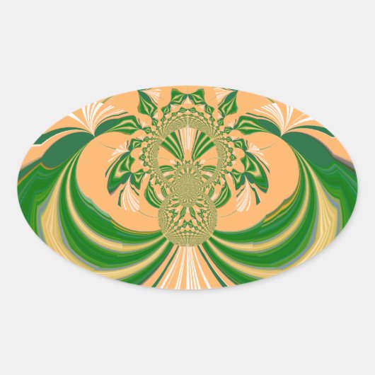 Sticker Ovale Design vert jaune. (Devant)