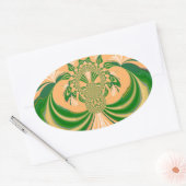 Sticker Ovale Design vert jaune. (Enveloppe)