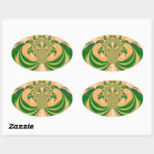 Sticker Ovale Design vert jaune. (Feuille)