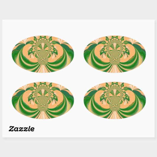 Sticker Ovale Design vert jaune. (Feuille)