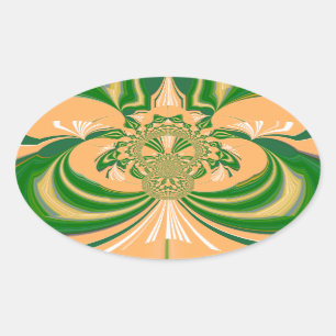 Sticker Ovale Design vert jaune.