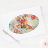Sticker Ovale Design vintage rose sec (Enveloppe)