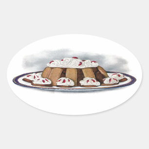 Sticker Ovale Dessert de cru de Charlotte Russe de chocolat