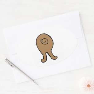 Sticker Ovale Dessin animé bouledogue français fauve Hiney