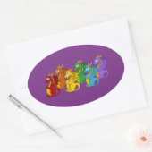 Sticker Ovale Dessin animé de dragons (Enveloppe)