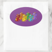 Sticker Ovale Dessin animé de dragons (Sac)