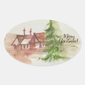 Sticker Ovale Dessin d'aquarelle original (Devant)