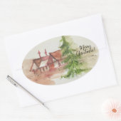 Sticker Ovale Dessin d'aquarelle original (Enveloppe)