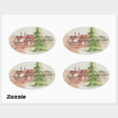 Sticker Ovale Dessin d'aquarelle original (Feuille)