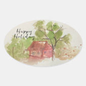 Sticker Ovale Dessin d'aquarelle original (Devant)