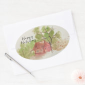 Sticker Ovale Dessin d'aquarelle original (Enveloppe)