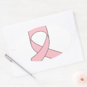 Sticker Ovale Dessin de ruban rose (Enveloppe)