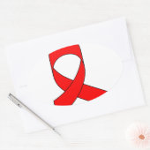 Sticker Ovale Dessin de ruban rouge (Enveloppe)